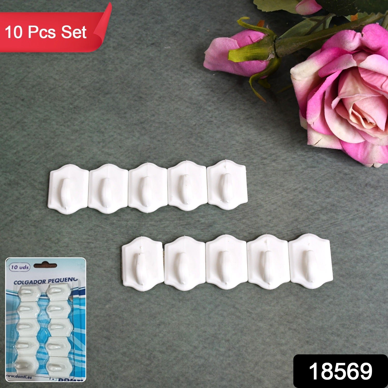 Adhesive Wall Hooks – Strong Drill-Free Set of 10 | GlimmerHome