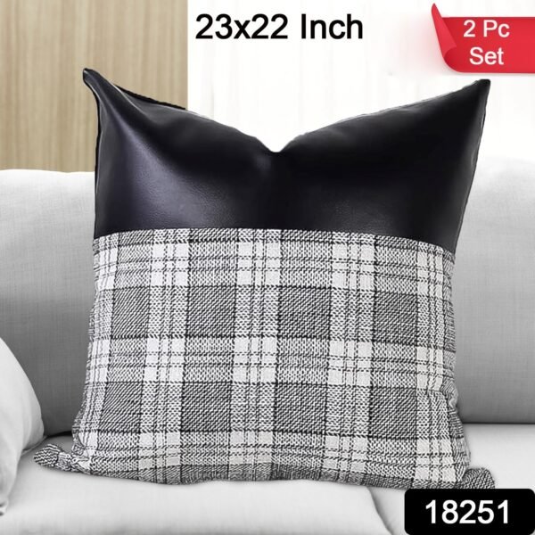 Leather & Cotton Pillow Covers – 23x22 Inch Set of 2 | Styleva