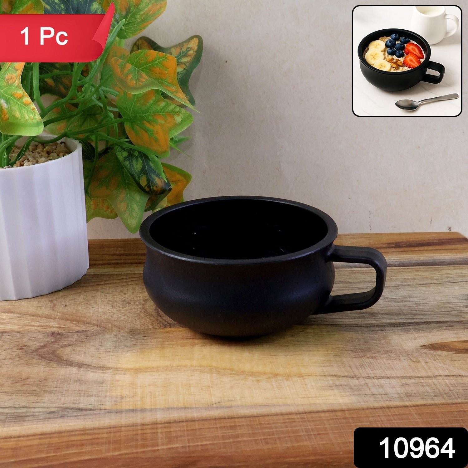 Large Capacity Deep Handle Bowl – Ergonomic Grip for Hot & Cold Meals
