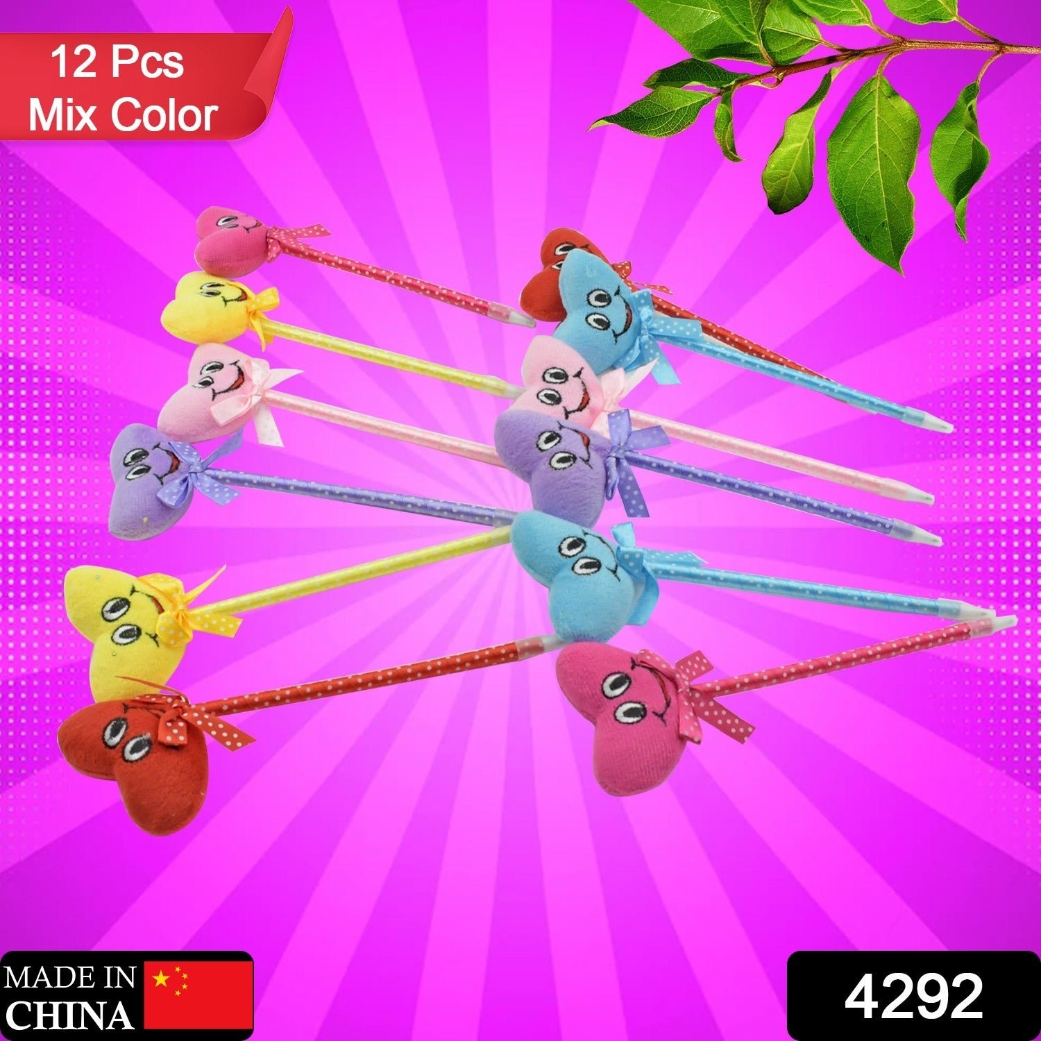 Cartoon Ballpoint Pens – 12-Pack Heart & Rattle Design | InkGlow