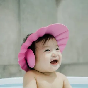 Baby Shower Cap – Adjustable Eye & Ear Protection | Mini Bubbles