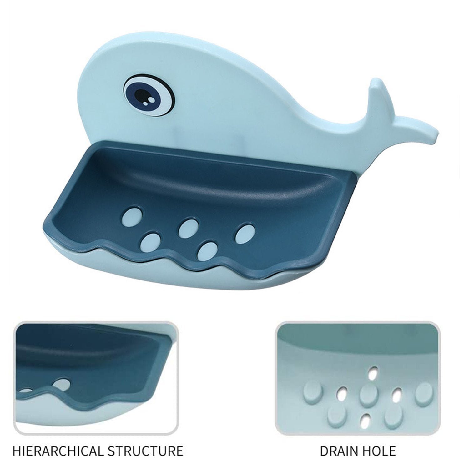Fish Shape Soap Dish – Wall Mounted, Drainage | VelvetBubbles (Pack of 2)