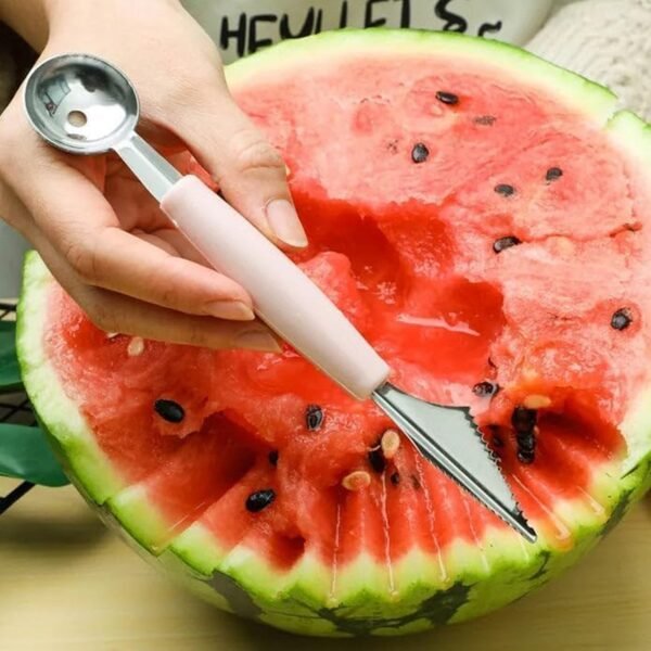 2 In 1 Fruit Carving Tool Watermelon Cutter Melon Baller Scoop Knife (1 Pc)