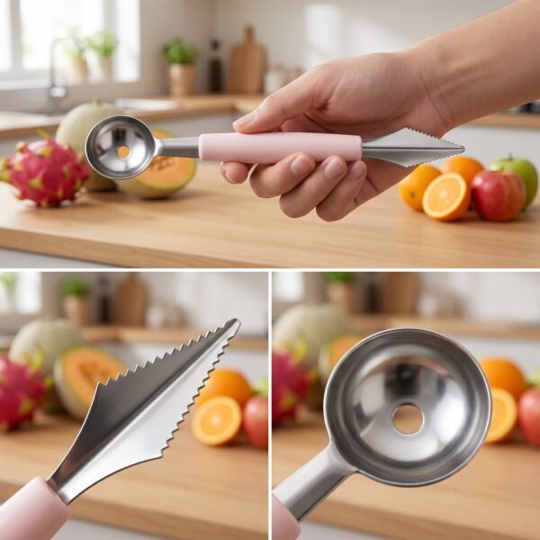 2 In 1 Fruit Carving Tool Watermelon Cutter Melon Baller Scoop Knife (1 Pc)
