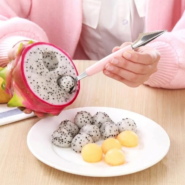 2 In 1 Fruit Carving Tool Watermelon Cutter Melon Baller Scoop Knife (1 Pc)