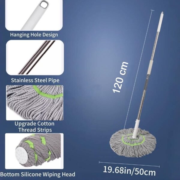 360° Spin Mop – Adjustable Handle & Microfiber Head for Effortless Cleaning