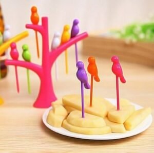 Bird Fruit Forks with Tree Holder – Cute Kids Table Decor |