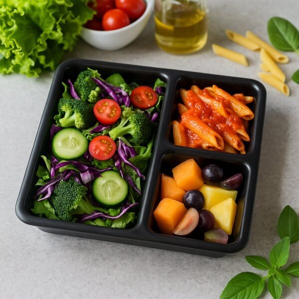 3-Compartment Meal Serving Tray – Durable & Easy-Clean Plate