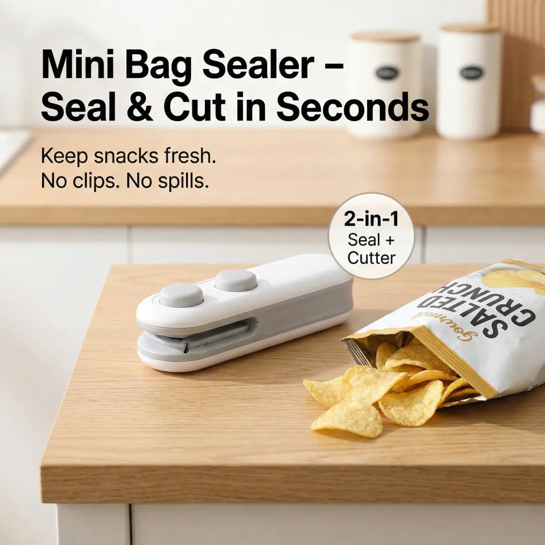 Mini Bag Sealer – 2 in 1 Portable Heat Seal & Cutter | ChefAura