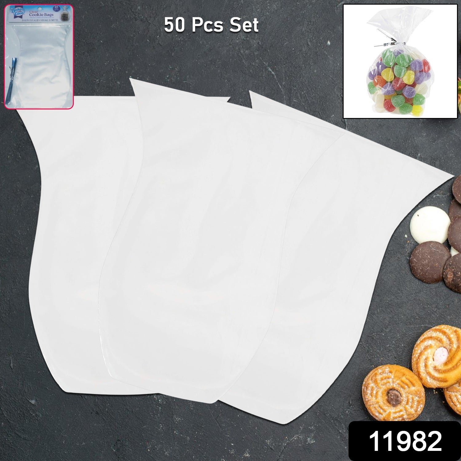 Clear Cookie Bags – Durable Food-Grade Treat Packaging (50 Pc)
