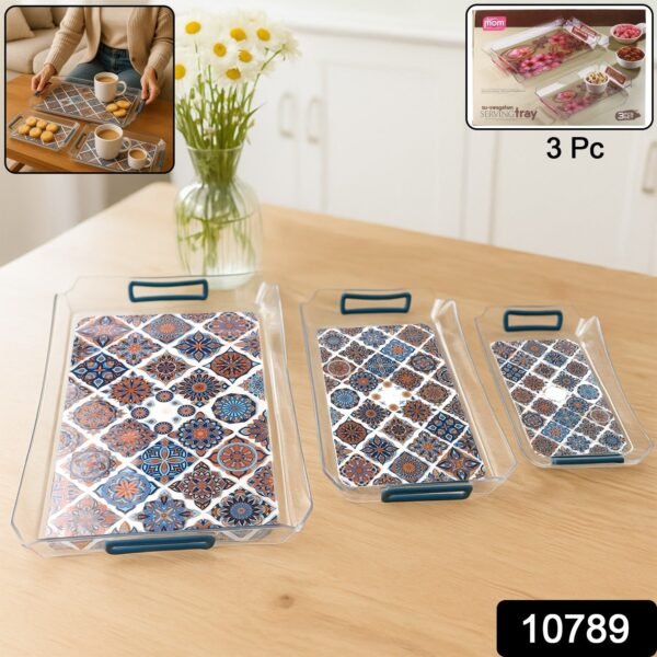 Multipurpose Serving Tray Set – 3 Nesting Trays with Handles
