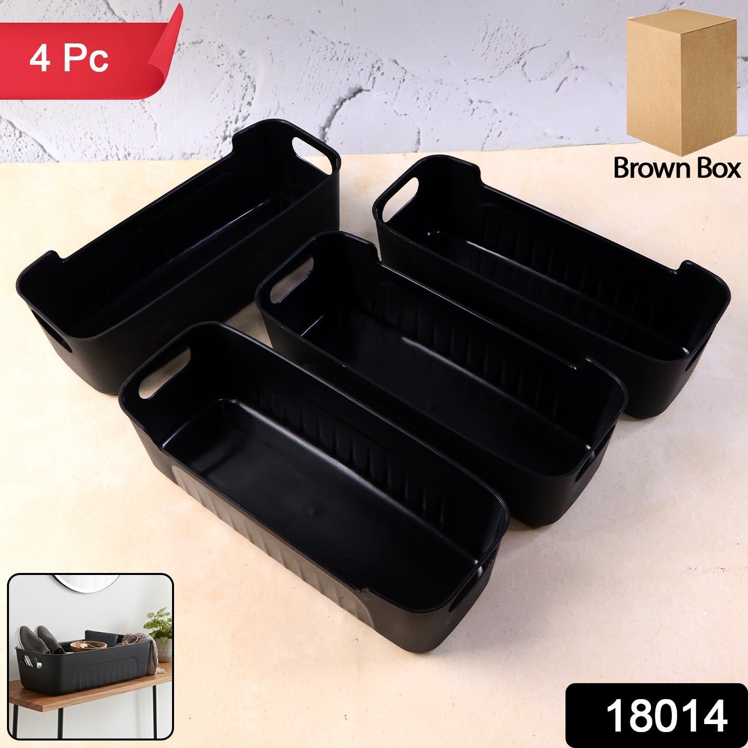 333_b4db4a67-d699-4ec4-9c6c-2dd4d746a77d Black Plastic Storage Basket Tray – 4-Piece Stackable Organizer