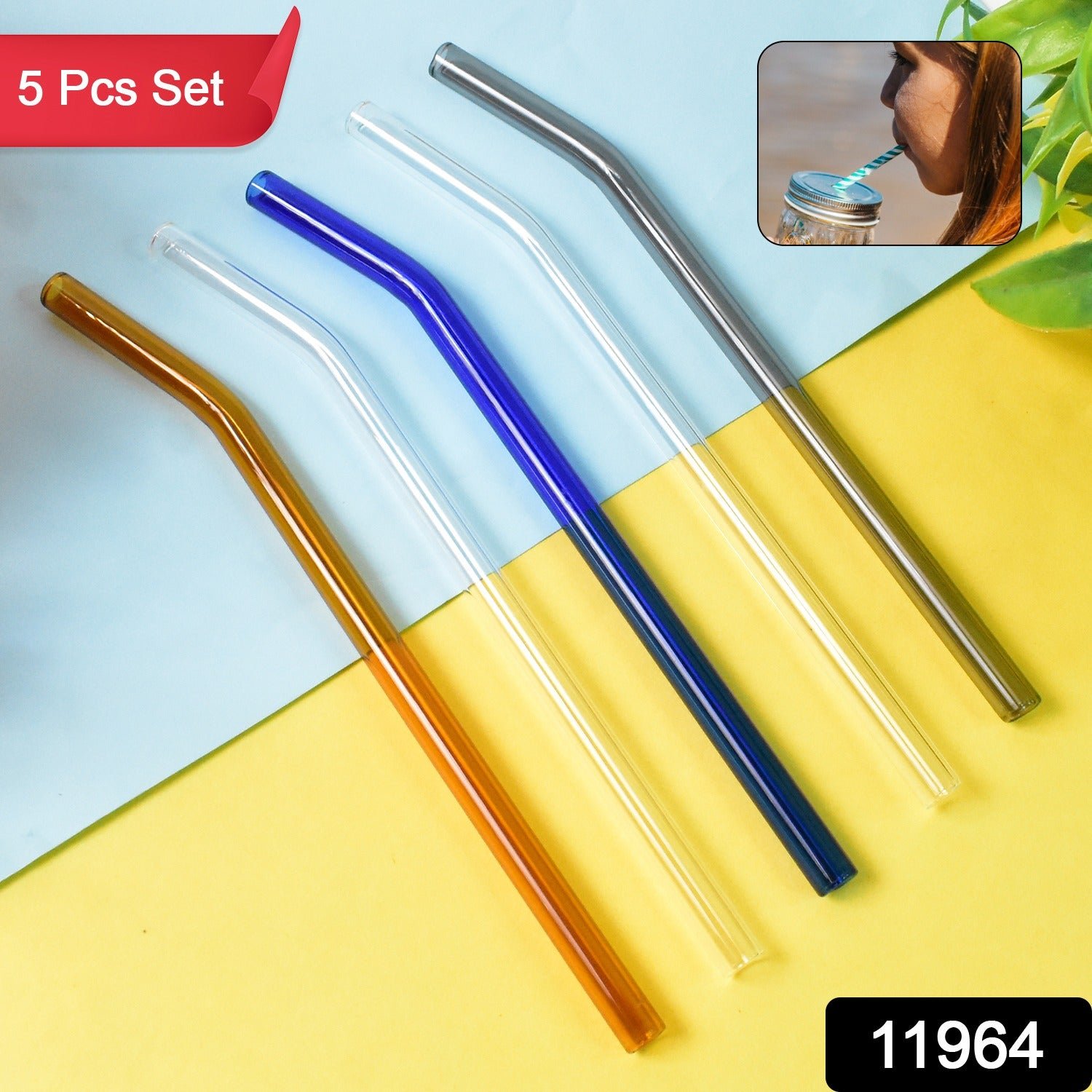 Glass Drinking Straws – Reusable Clear Eco-Friendly Set of 5
