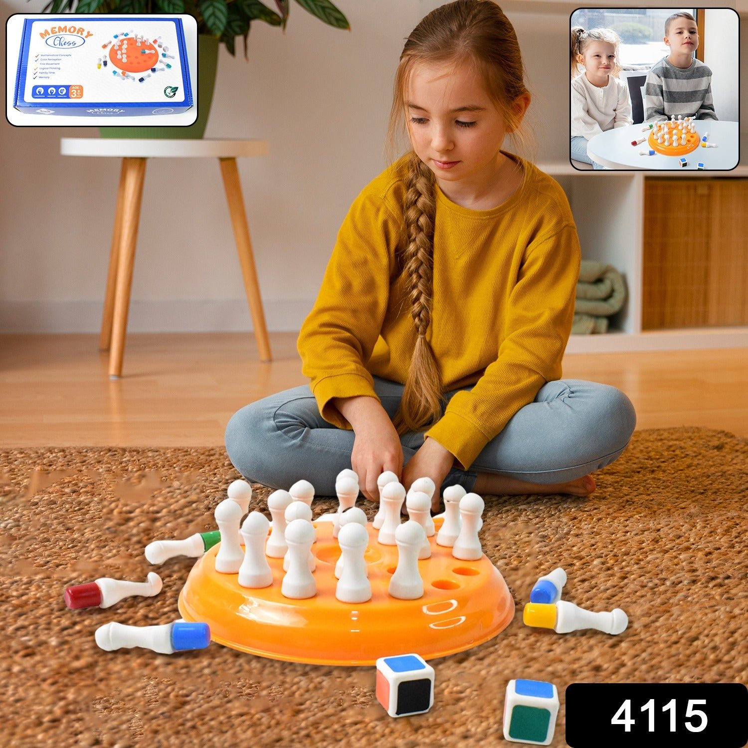 Memory Chess Game – Plastic Brain Teaser with 24 Colorful Pegs