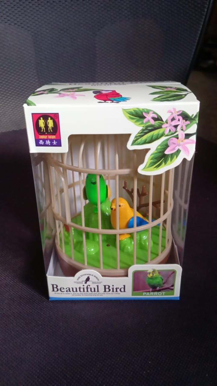 Chirping Bird Toy – Sound-Activated Hanging Cage with LED & Music | Spark Tots