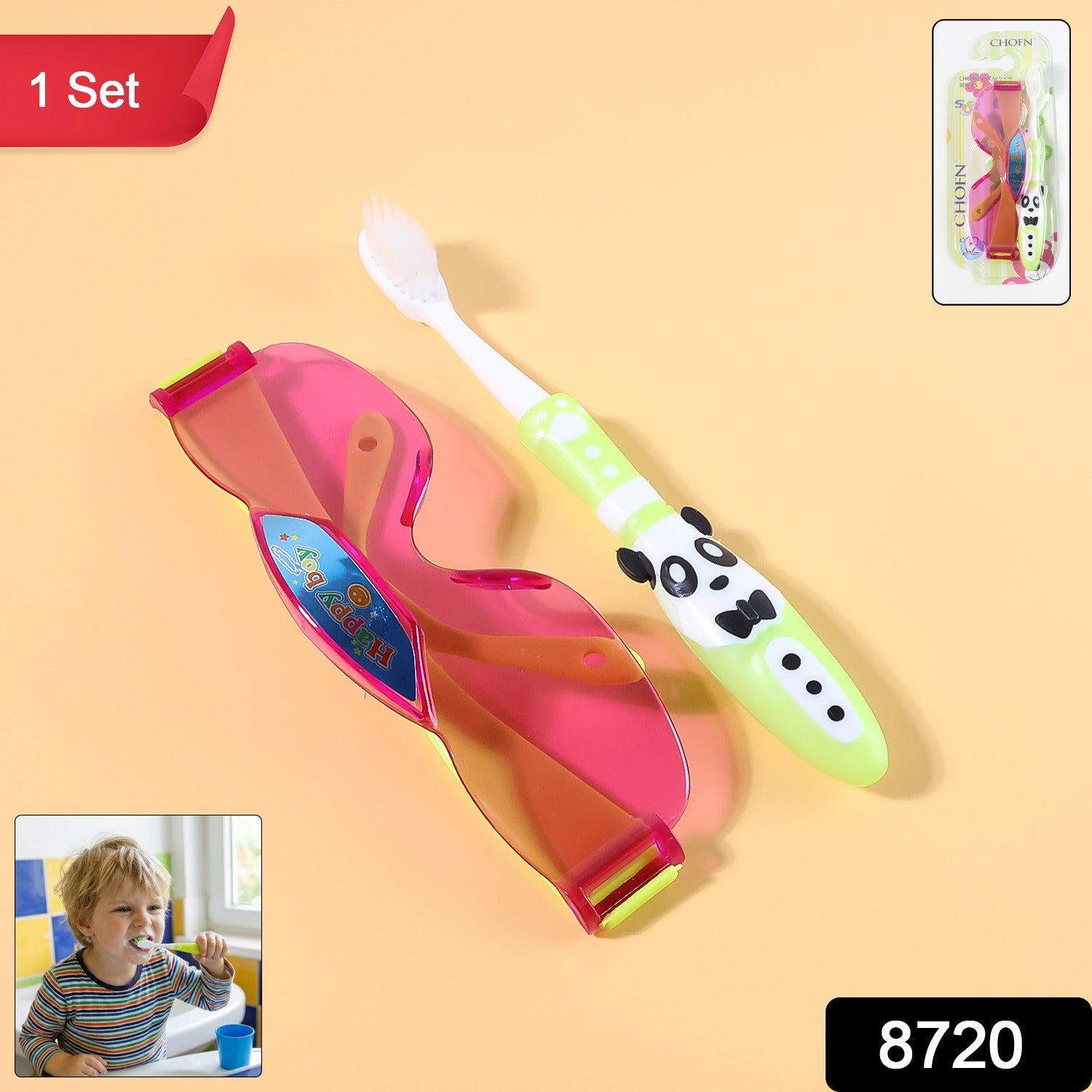 Kids Toothbrush with Fun Panda Design & Sunglasses Toy Set