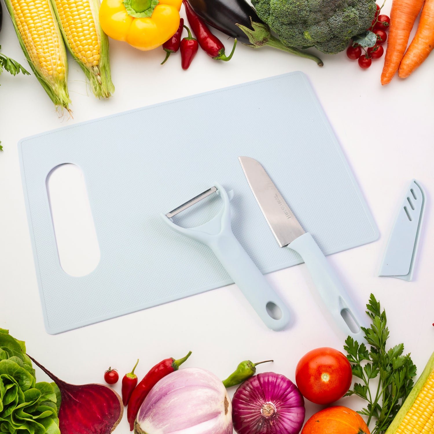 Kitchen Knife Set – 3 in 1 Knife, Chopping Board & Peeler