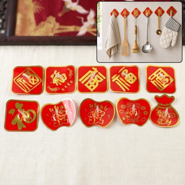 Self Adhesive Wall Hooks, Decorative Strong Sticky Hooks for Keys (10 Pcs Set)