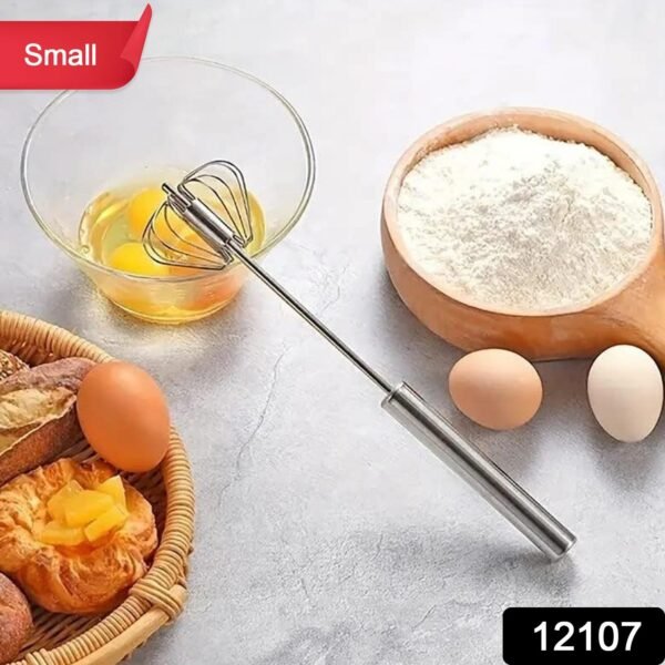 Stainless Steel Egg Whisk Hand Push Rotary Blender 27 cm
