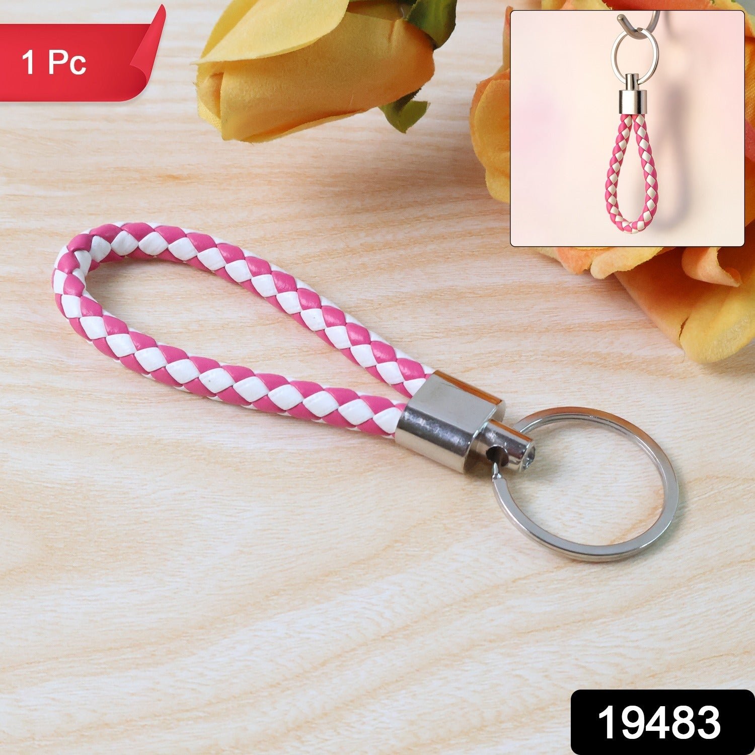 Braided Leather Keychain – Durable Metal Ring & Stylish Hand Strap