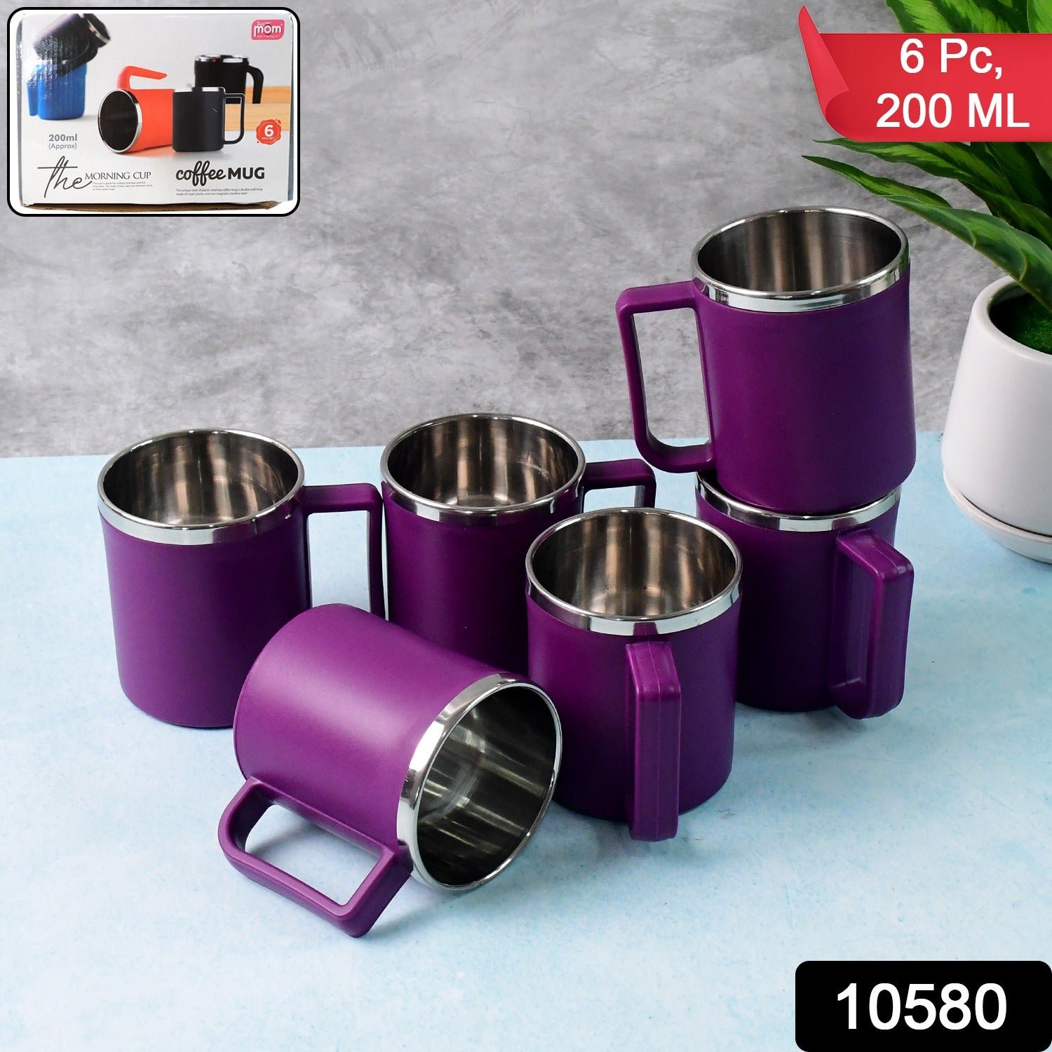 Stainless Steel Coffee Mug Set – Durable 200ML, 6 Pieces