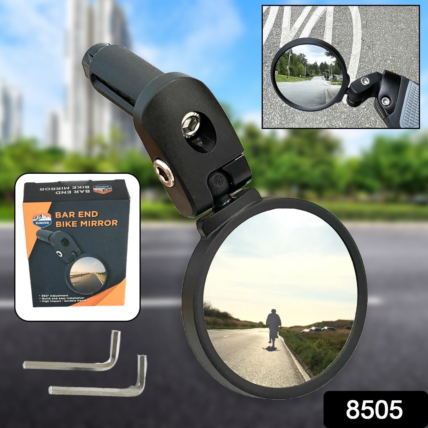 Bar End Bike Mirror – Universal Fit, 360° Rotatable | RaceVault