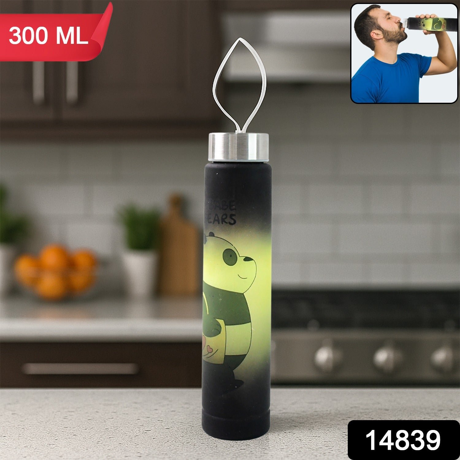 300ml Cartoon Printed Plastic Water Bottle – Leakproof & Portable