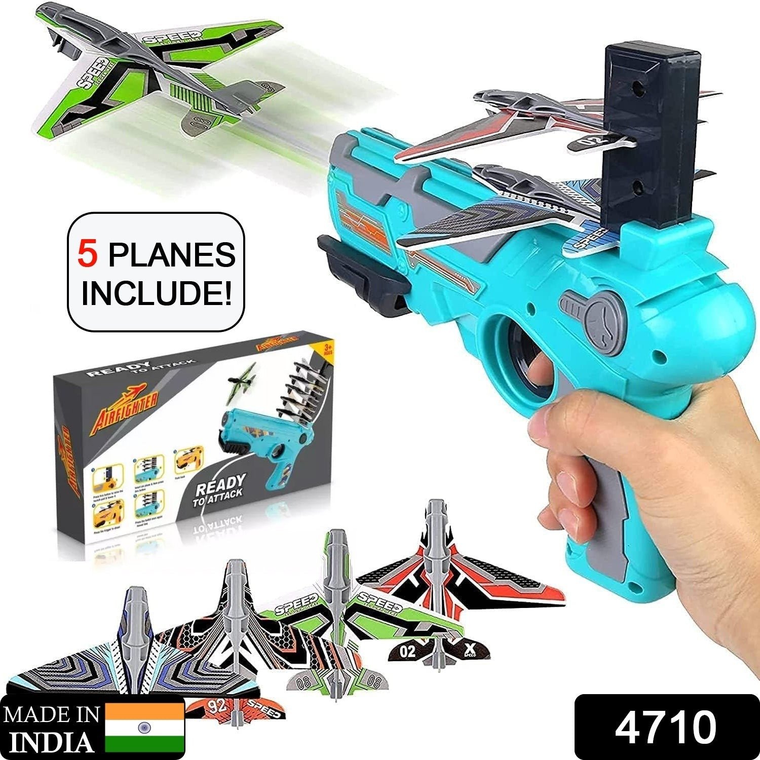 Airplane Launcher Toy – 5 Foam Planes & Gun | Play & Move