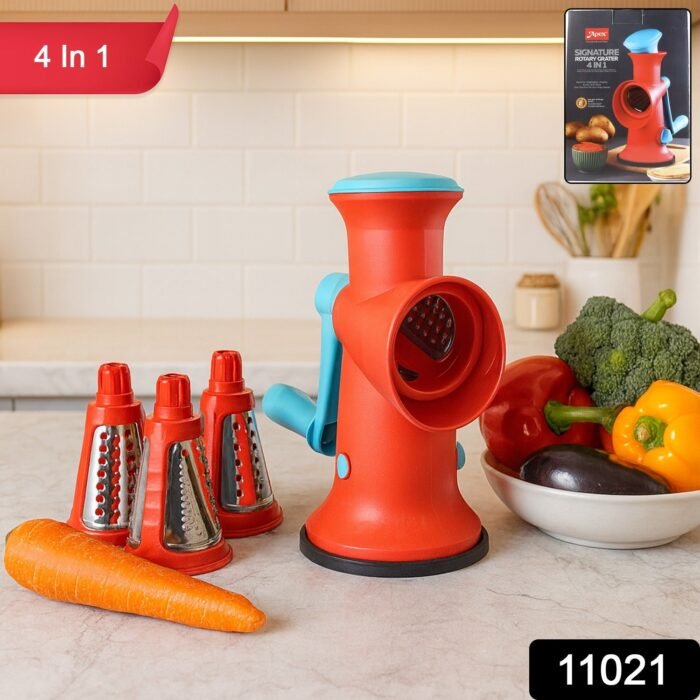 Manual Rotary Grater – 4 in 1 Interchangeable Blades for Easy Grating