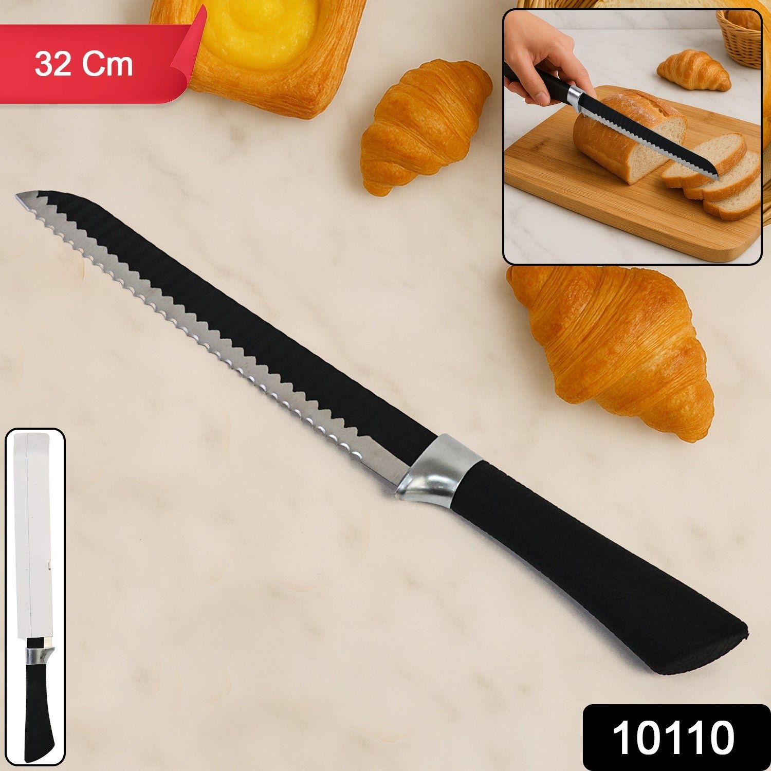 Serrated Bread Knife 32 cm – Ergonomic Grip for Smooth Slicing