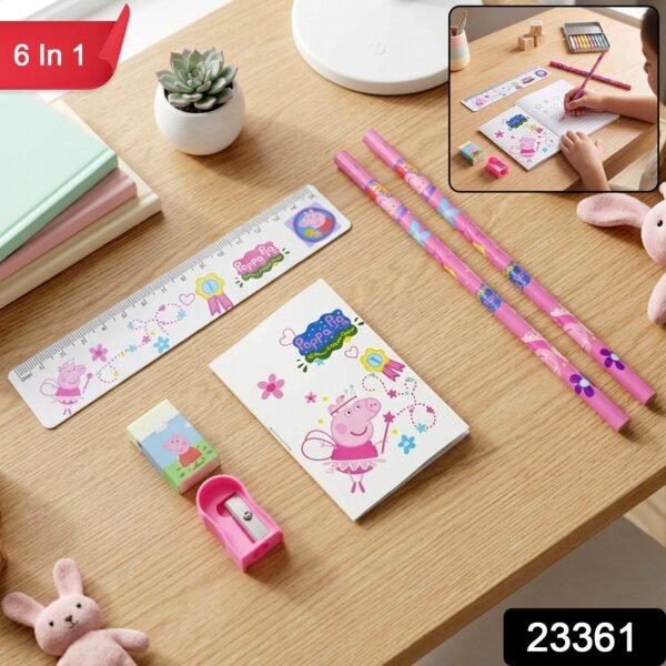 6-in-1 Student Stationery Combo Kit with Pencils, Ruler and Pouch for Kids (1 Set)
