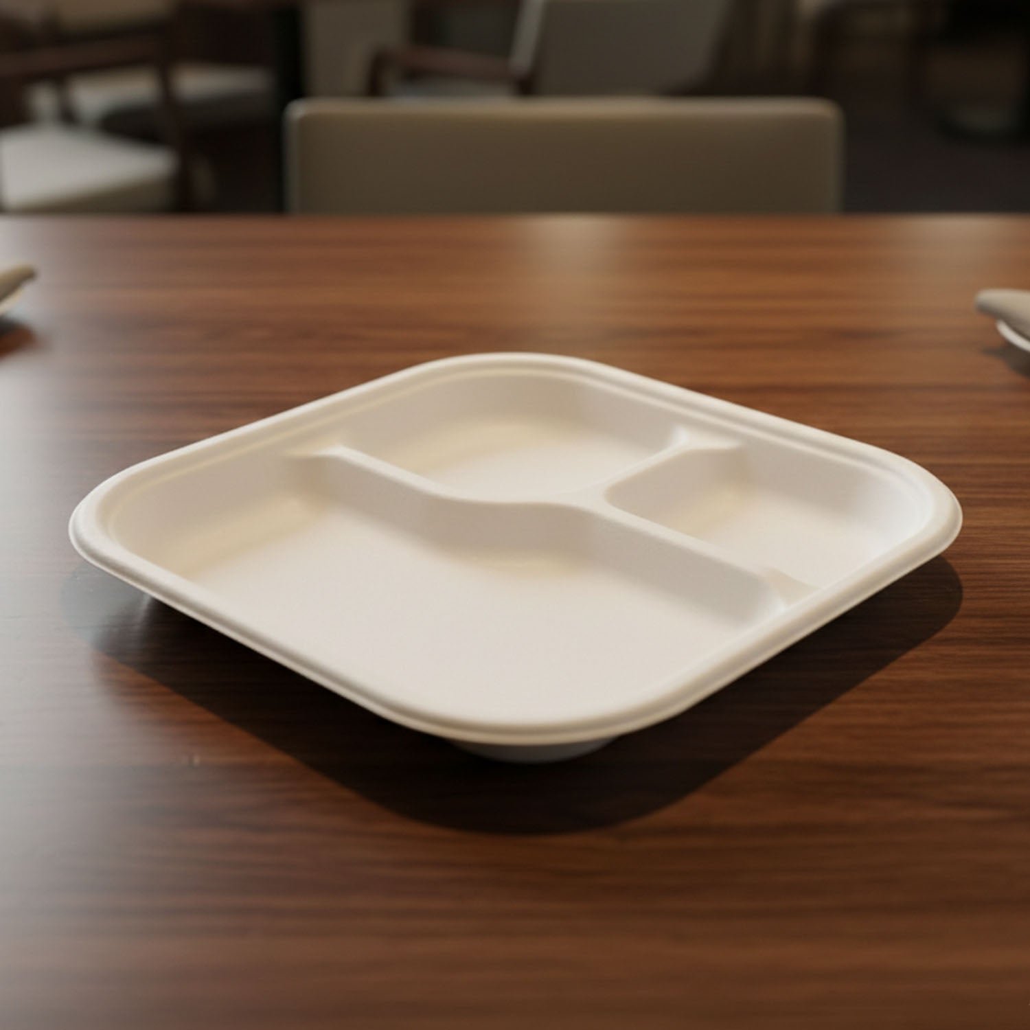 Compostable Bagasse 3-Compartment Meal Plate – Eco-Friendly & Sturdy