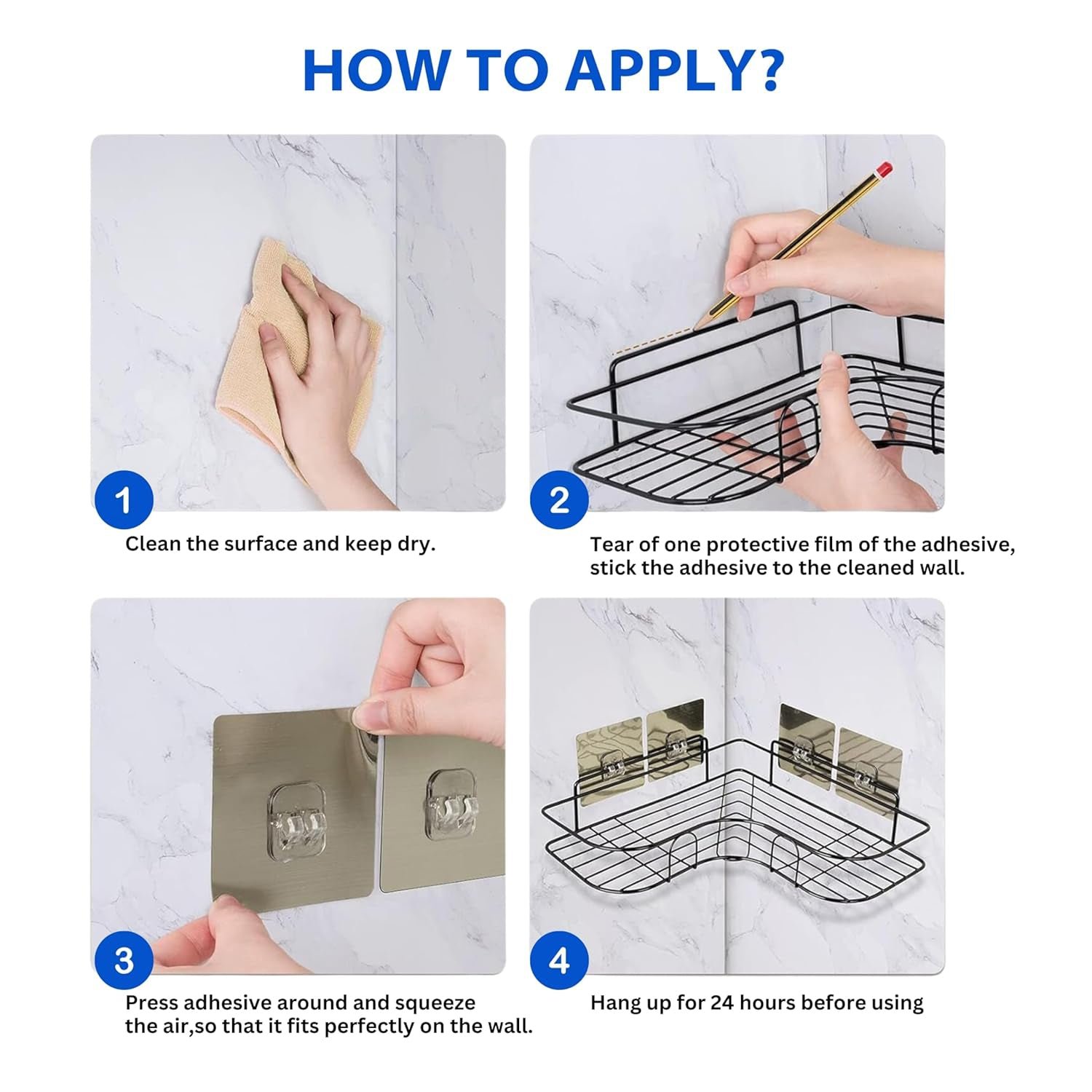 Metal Shower Shelf 2-Pack – Rustproof No-Drill Corner Organizer