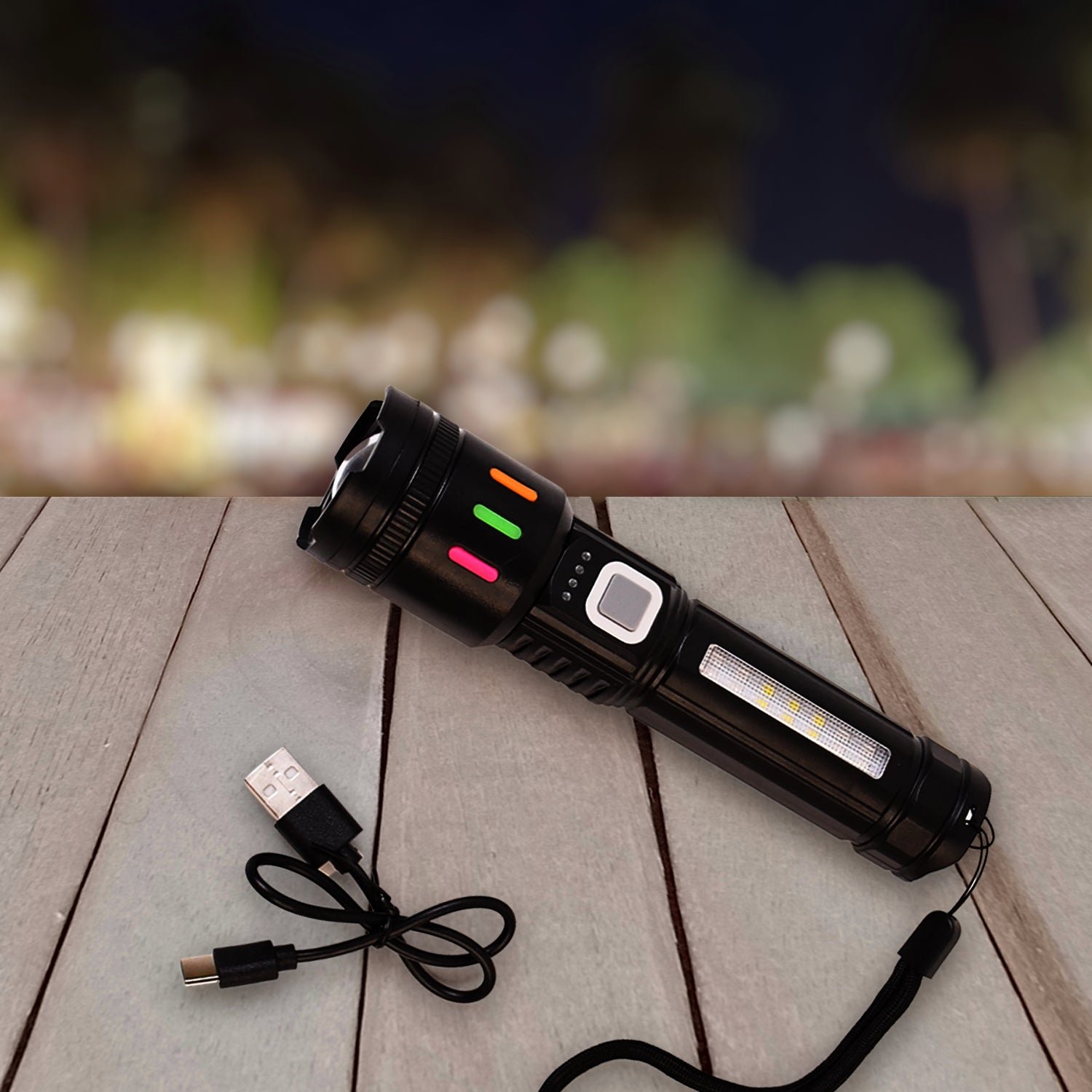 LED Flashlight USB Rechargeable – Zoom & 5 Lighting Modes