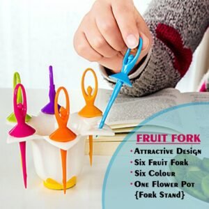 Fruit Fork Set – Dancing Doll Cutlery with Stand (Set of 6) | Jiaqi