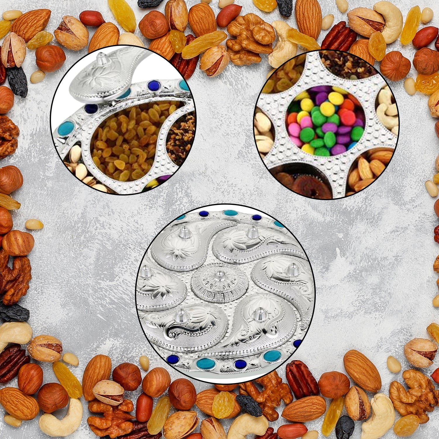 3_d788fe50-0c74-4304-9de6-28f0bdfb2341 Rotating Dry Fruit Tray – 7-Compartment Snack Server | Lunchie Bunchie