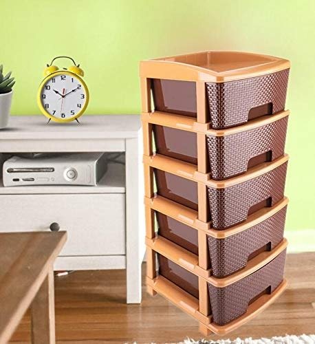 Plastic Modular Drawer – 5-Tier Brown Storage | Organivo
