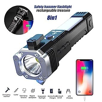 Rechargeable LED Torch – Emergency Hammer & Glass Cutter | Indo Glow