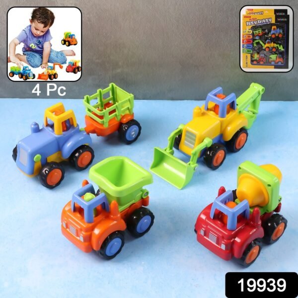 Construction Vehicle Toy Set – 4-Piece Durable Mini Trucks for Kids