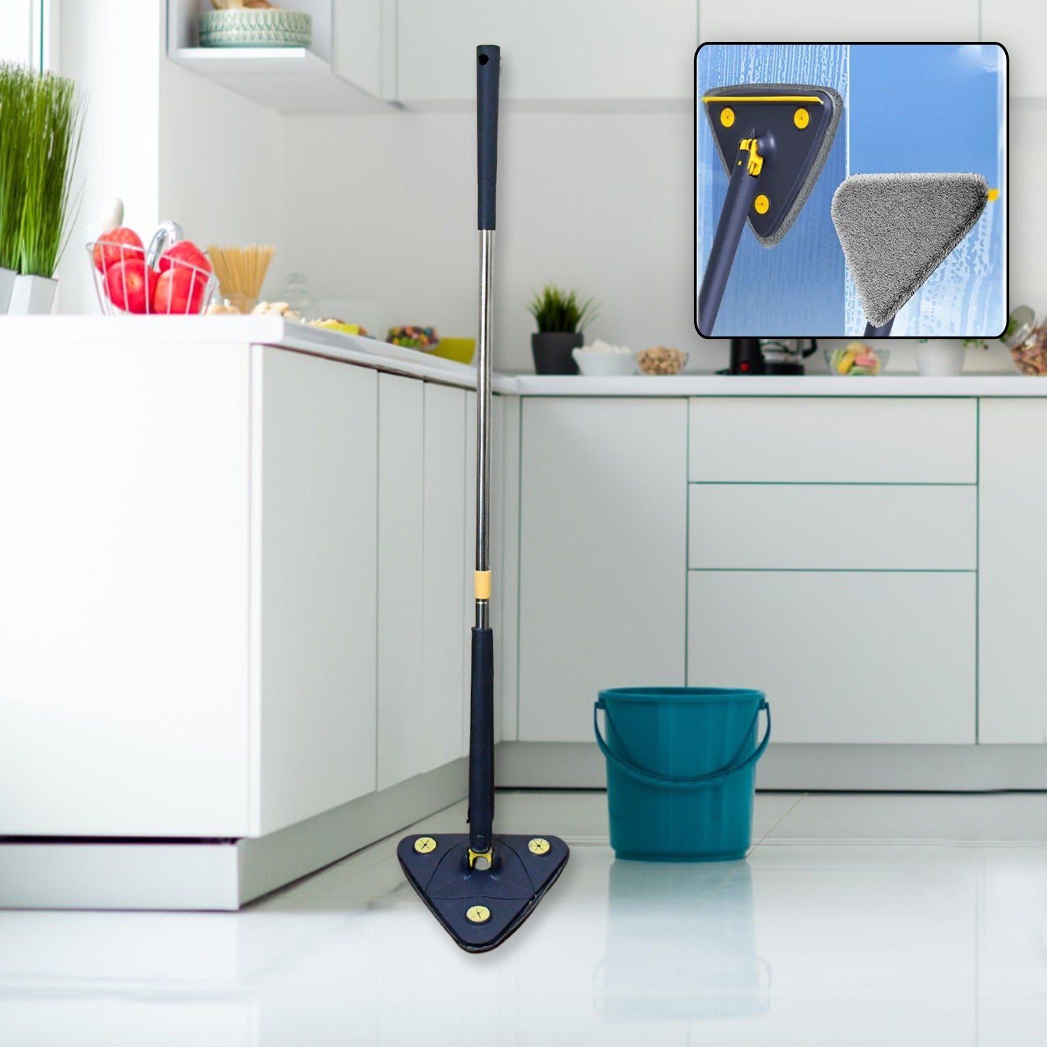Triangle Cleaning Mop – 360° Rotatable with Long Handle | Storenzo