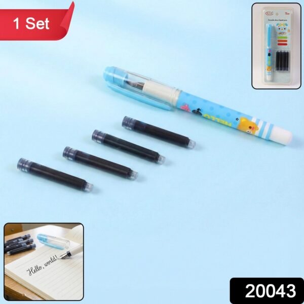 Liquid Ink Pen Set – Cute Cartoon Design with Refillable Cartridges