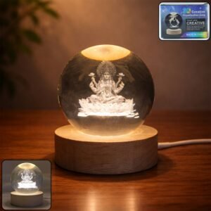 3D Crystal Lakshmi Ball LED Night Lamp – Warm Spiritual Decor