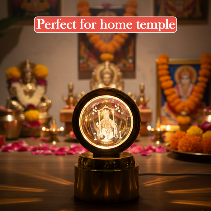 Bajrang Bali 3D Crystal Ball Night Light – Soothing LED Glow
