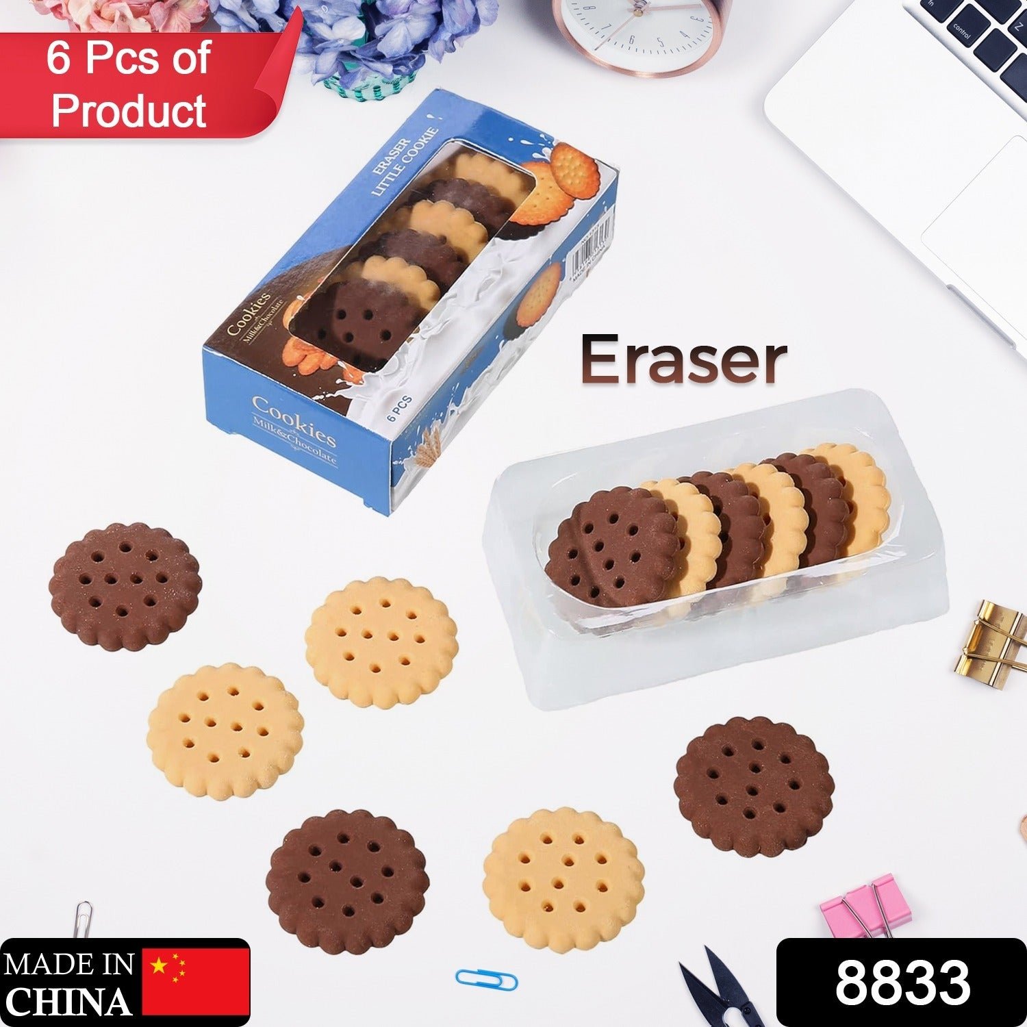 Biscuit Erasers – Fun Kids Stationery Set (6 Pcs) | Writezo