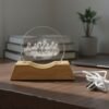 3D Crystal LED Table Lamp – Running Horses on Wooden Base