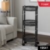 Metal Mesh Storage Trolley – 3-Layer Utility Cart with Wheels