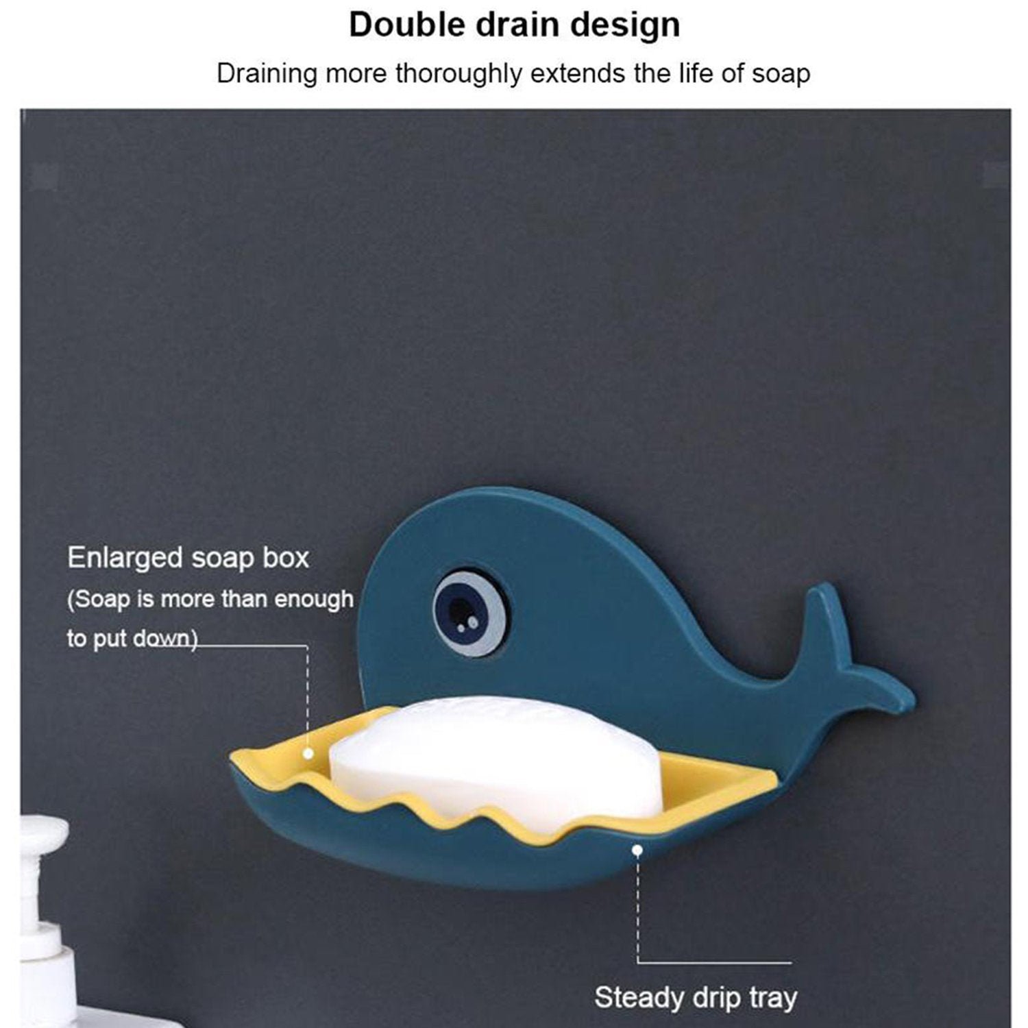Fish Shape Soap Dish – Wall Mounted, Drainage | VelvetBubbles (Pack of 2)