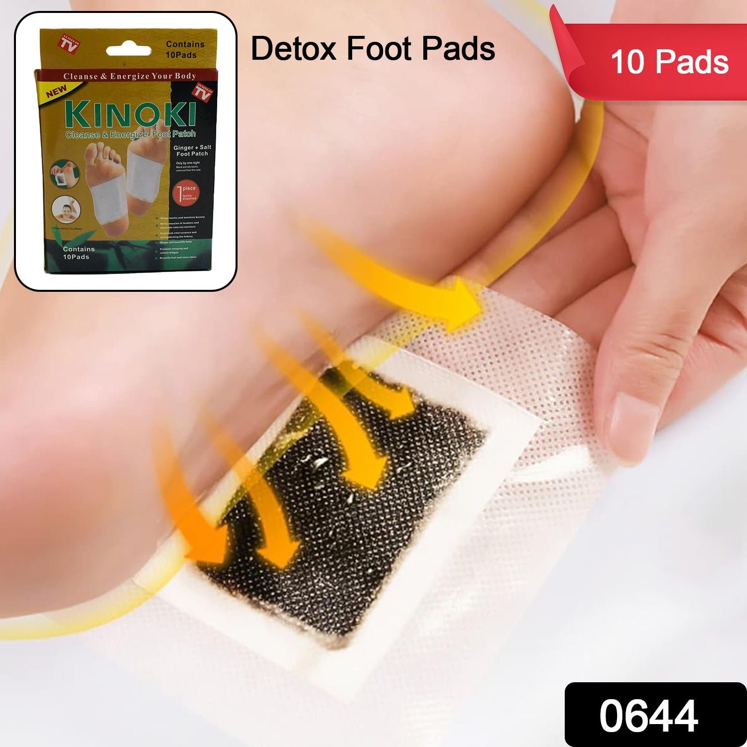 Detox Foot Pads with Ginger & Salt – 10 Pcs | Velvet Wellness