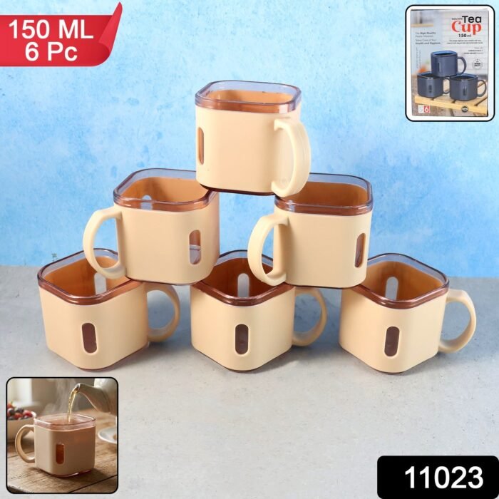 Square Tea Cup Set – Premium 6-Piece Lightweight 150ml