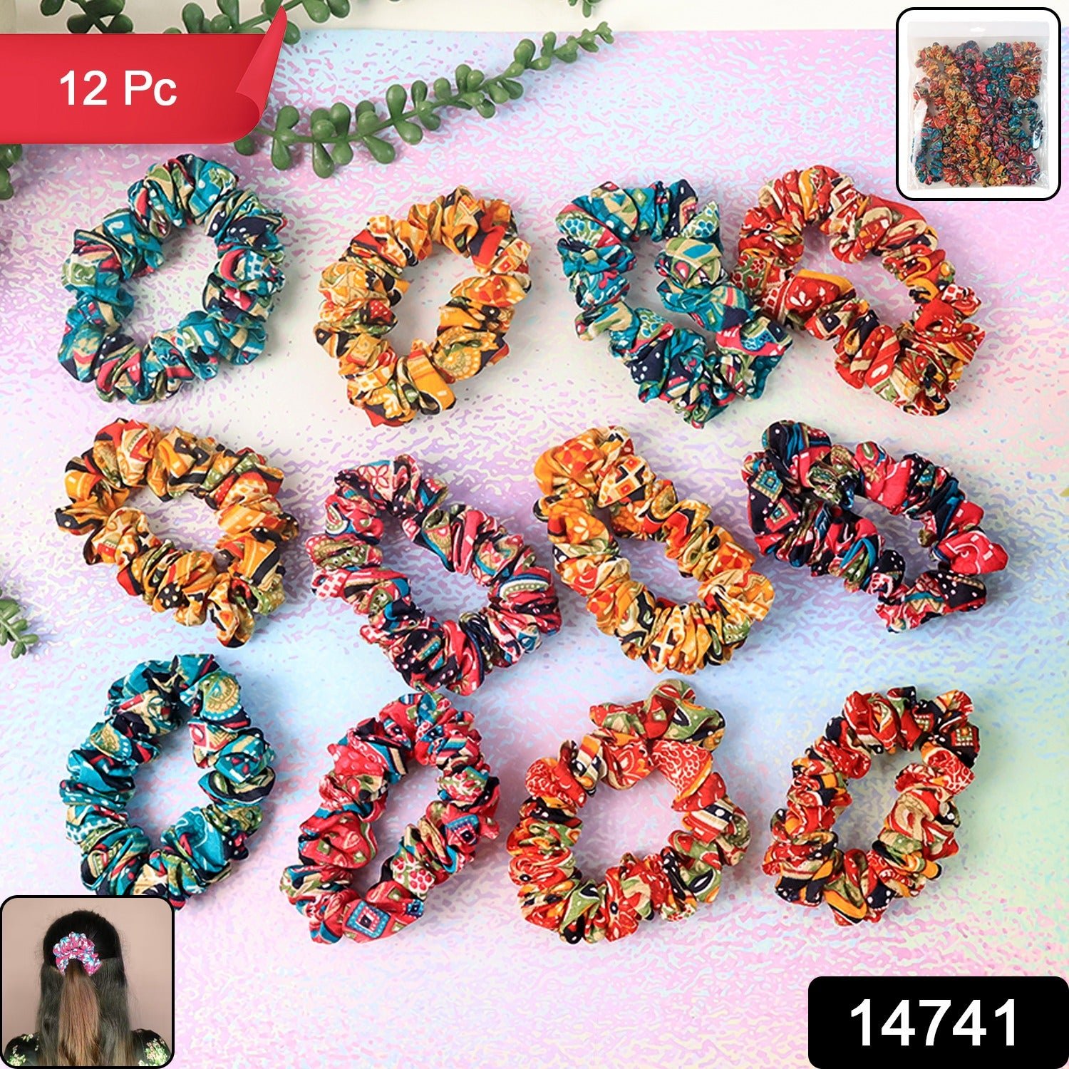 41854062-5c80-414c-ad9a-ec2d2432d703 Printed Fabric Hair Scrunchies – Set of 12 Stylish Prints
